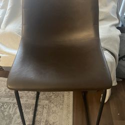 Counter Height Brown Faux Leather Stools with Backrest, Set of 2