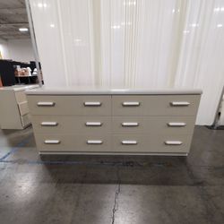 ALF Italia Beige Six-Drawer Dresser with White Pulls