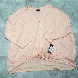 #10344-8 🔥🔥Women's 3/4 Sleeve Knot Front Sweatshirt,baby french,2X.