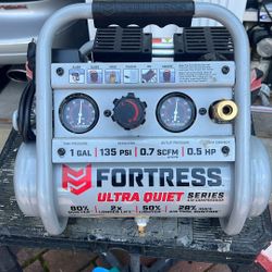 Fortress ultra quiet, 1 gallon 135 psi 1/2 hp air compressor