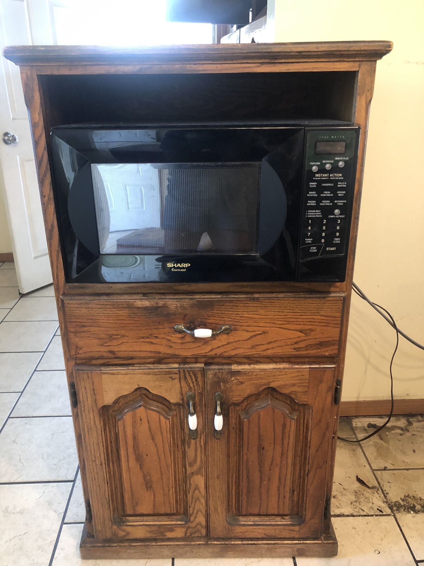 Free microwave and Cabinet