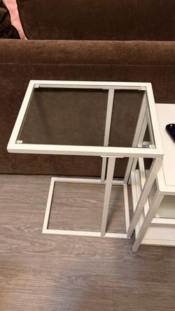 White and Glass side table