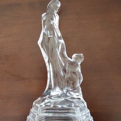 $25.00 - Italian Crystal, "Mother & Child" Statue - By RCR Royal Crystal Rock/10" Height/Like New Condition!