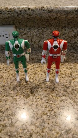 Power Rangers Green and Red Action Figures