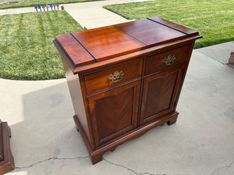Mahogany Flip-Top Bar Cabinet with Brass Hardware