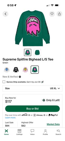 Supreme/Spitfire long sleeve size XL