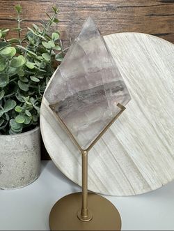 Dreamy Translucent Purple Fluorite & Mica Diamond on Gold Metal Stand 238g/3.33in x 4.89in