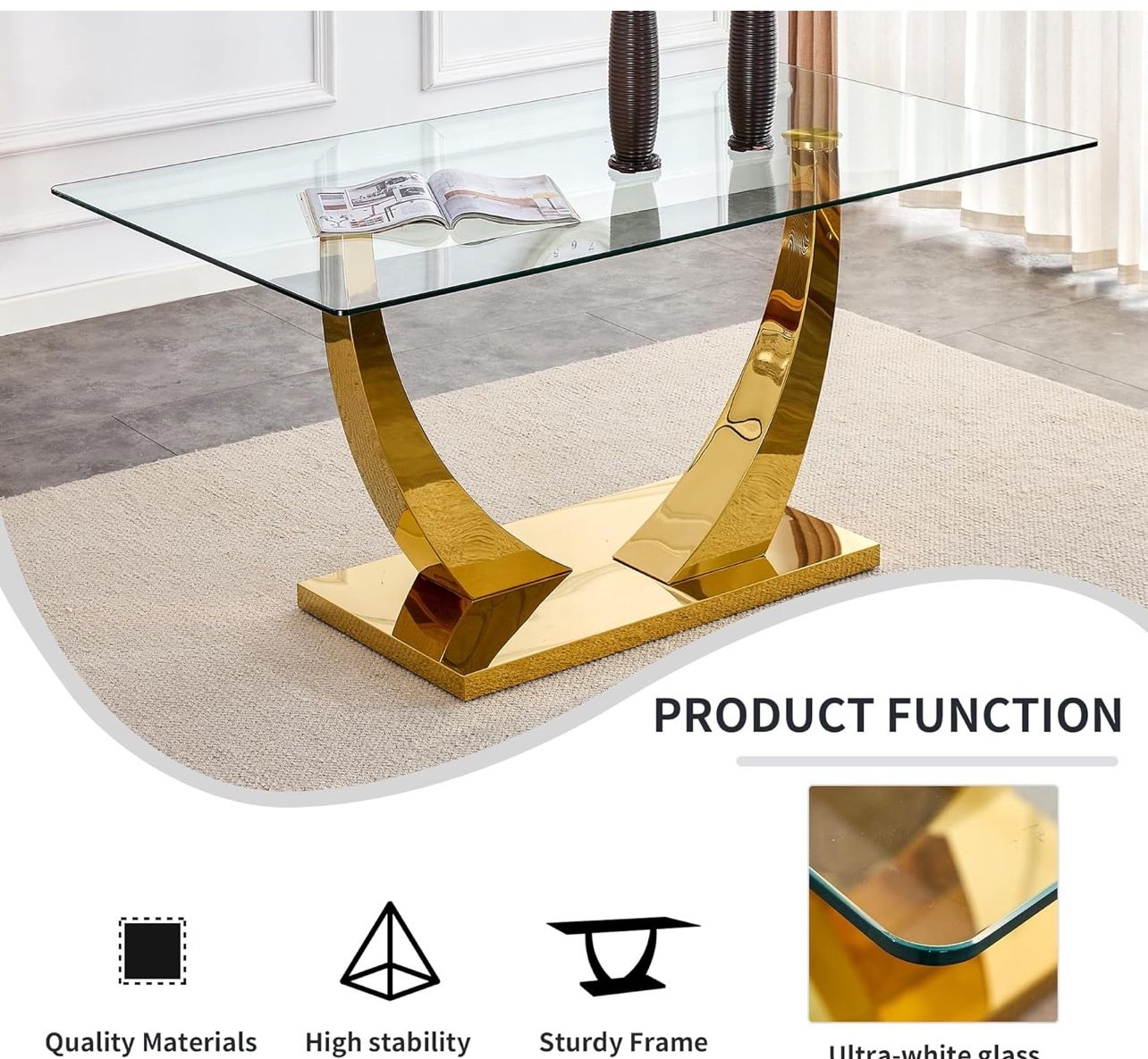 Glass Table With Gold Base 