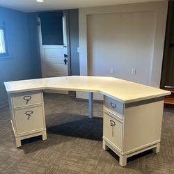 White Pottery Barn Corner Desk, 89”
