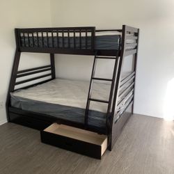 Bunk Bed Twin Over Full With Mattress Brand New 
