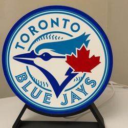 Lámpara LED Toronto Blue Jays - Letrero Luminoso de Béisbol Impreso en 3D - Decoración para "Man Cave", Dormitorio o Escritorio - Regalo Ideal para Fa