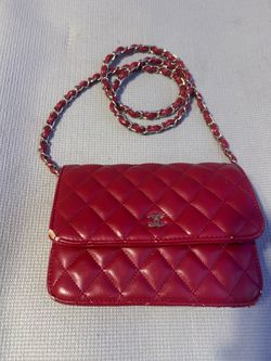 Chanel Red Quilted Chain Crossbody Purse