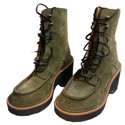 Rag & Bone Scout Suede Wedge Platform Boots In Green Size 37.5