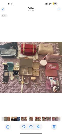 Bundle for sale a variety of jewelry, bags,  cosmetics;