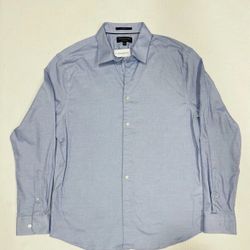 NEW Banana Republic Blue Cotton Button Up Shirt Collar Long Sleeve Mens size L