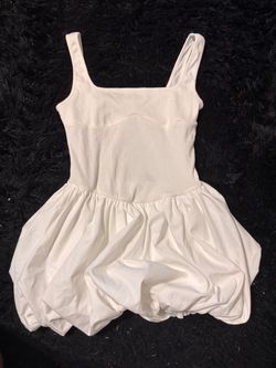 White Bubble Hem Mini Dress