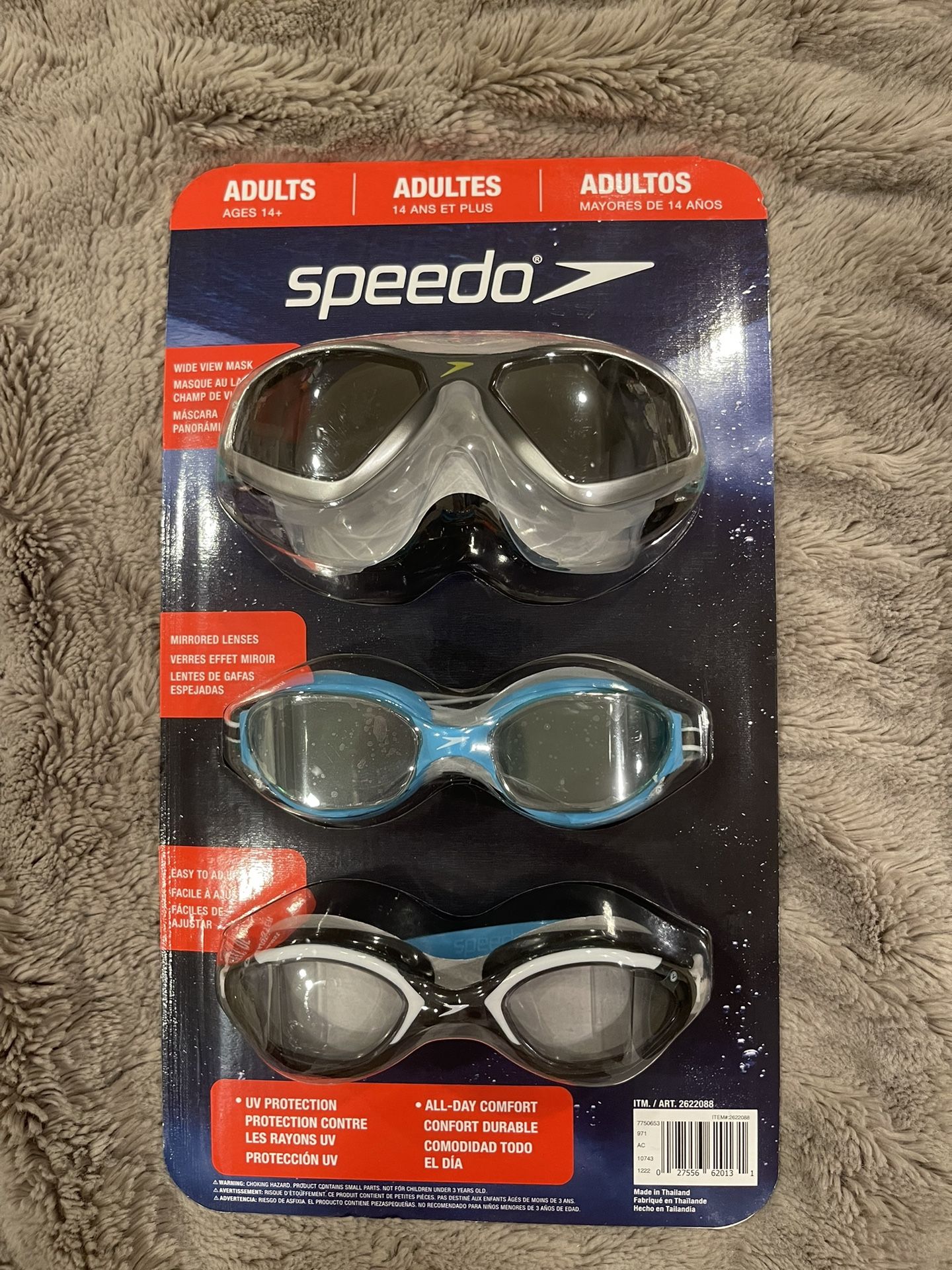 Speedo Adult Unisex Goggles Wide View Swim Goggles 3-pack ~NEW & SEALED~