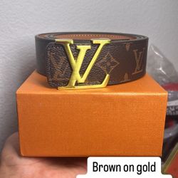 Brown On Gold LV Belt