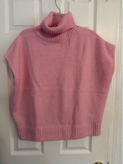 NEW Soft Pink Turtleneck Sweater | Short Sleeve Knit | Size Large