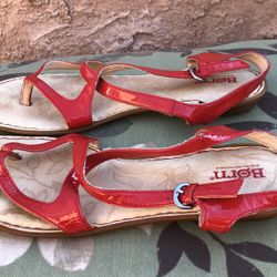 Born Flats Sandals Ankle Strap Leather Buckle Size 8