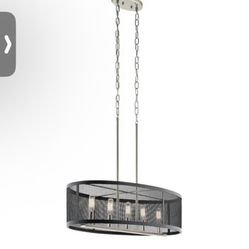 BNIB Kichler Edmund 5-Light Satin Black & Brushed Nickel Pendant Light 0864929 