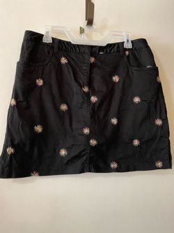 Black Mini Skort with Floral Embroidery