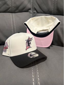 Mob new era Florida marlins off white black brim patch 9forty a frame SnapBack hats
