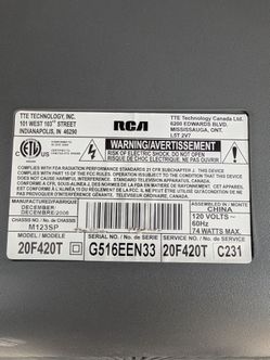 RCA CRT TV 20f420t