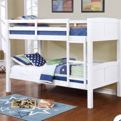 New In Box White Twin Size Bunk Bed, With 2 Mattress, We Can Deliver. Litera Con Colchones.