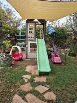 Outdoor Kids Wooden Playset with Slide