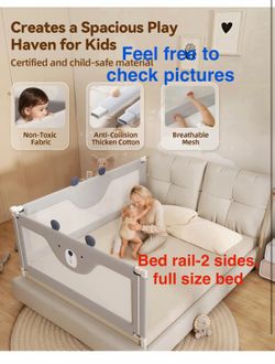 2 Piece Full Size Bed Rails for Toddlers, No-Drill Needed Baby Bed Rail Guard with Height Adjustable. Russell/Boulder area