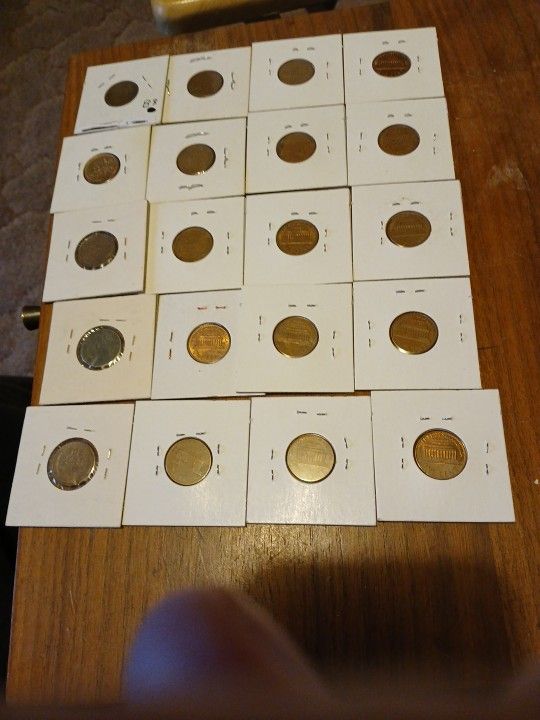 20 Lincoln Wheat Cent Coins, Various Years And Mints