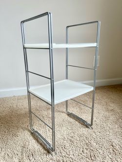 2-Tier Metal and Plastic Shelving Unit