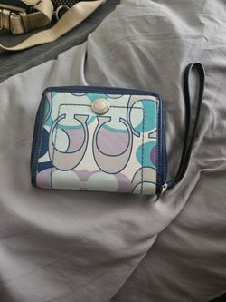 Coach Signature Print Wristlet Wallet