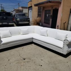 BRAND NEW 9x9ft SECTIONAL SOFAS WHITE LEATHER, CUSTOM MADE AVAILABLE