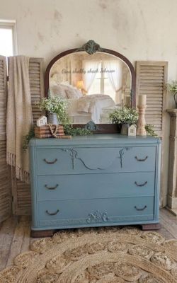Coastal Antique Dresser with Mirror