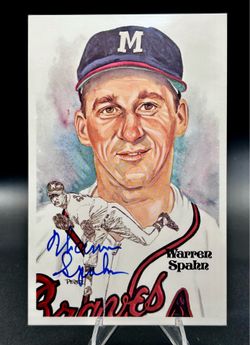 1981 WARREN SPAHN PEREZ-STEELE GALLERIES AUTO POSTCARD #139 9985/10,000 (EX+)