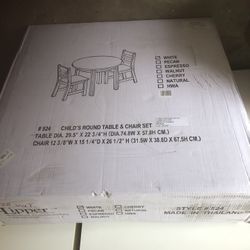 Brand New  Child's Round Table with Shelf and 2 Chairs, White