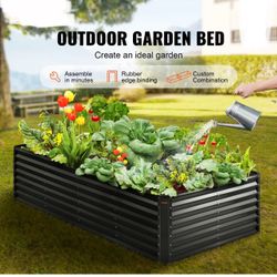 Raised Garden Bed, 8 x 4 x 2 ft Galvanized Metal Planter Box, Outdoor Planting Boxes with Open Base, for Growing Flowers/Vegetable in Backyard, New