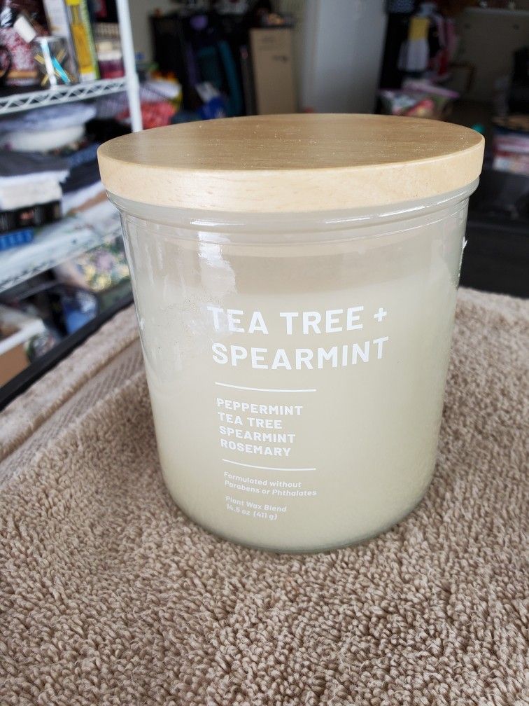 Tea Tree Spearmint 2 Wick Candle.  New