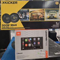 Kicker 6.5" Coaxial Pair Of Speakers & JBL 7" WIRELESS CARPLAY SCREEN