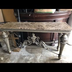 Marble tables with glass