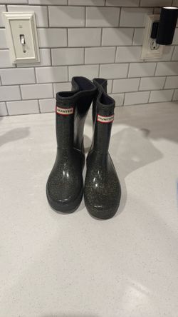 Girls Black Sparkle Hunter Boots