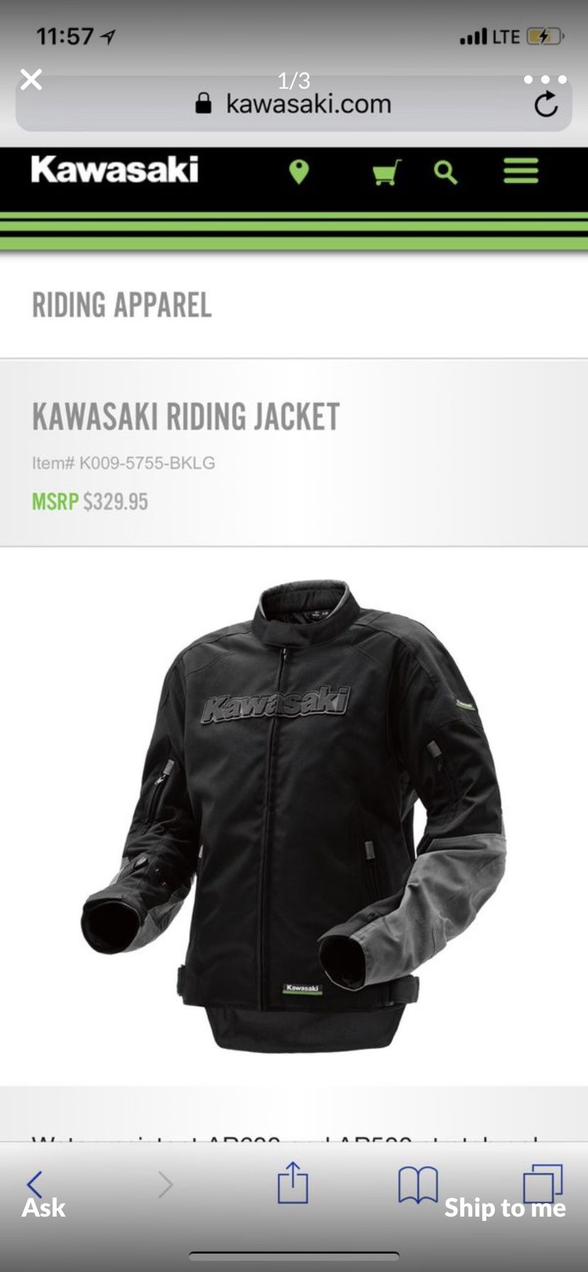 Kawasaki limited edition motorcycle jacket