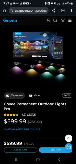 Govee Permanent Outdoor Lights Pro (Black Wire) 100ft