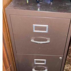 Hon, Two Drawer Valve Cabinet Brown