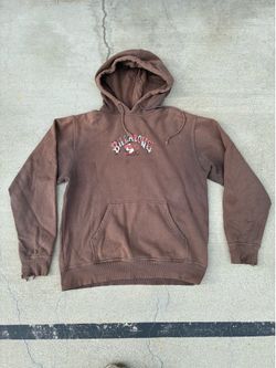Vintage Billabong Spellout Hoodie Mens Large Brown Pullover Y2K Graphic Surf