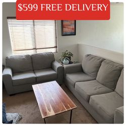 Light gray COUCH SET sectional couch sofa recliner (FREE CURBSIDE DELIVERY)