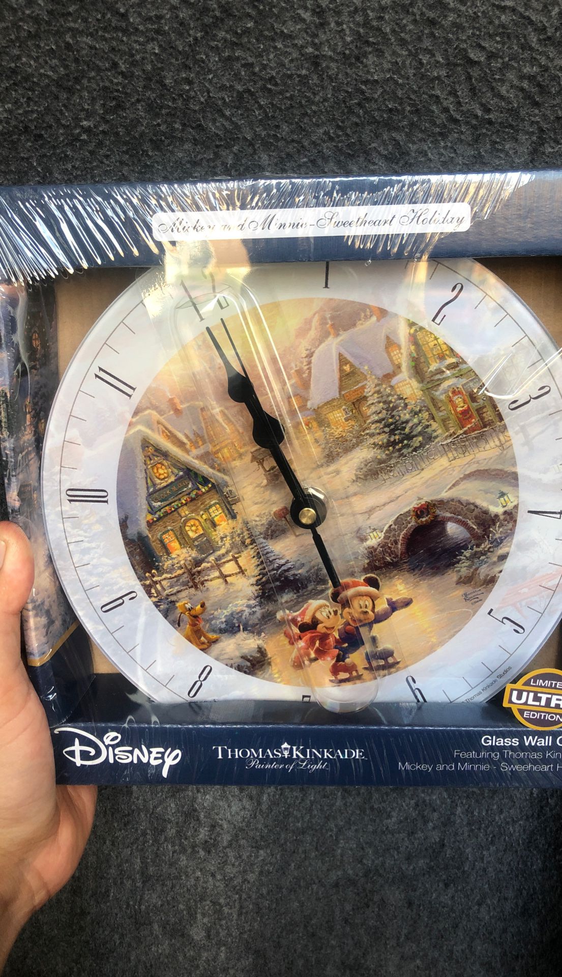 Disney Thomas Kinkade Mickey Mouse glass clock