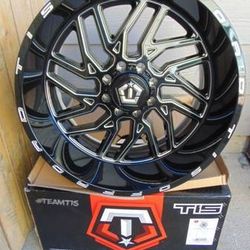 4 New 24X12 TIS Gloss Black with Milled Accents Rims *8X6.5* *-44MM Offset*